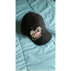 Ladies Mujer Skull Roses Black Baseball Cap.  eb-48951523
